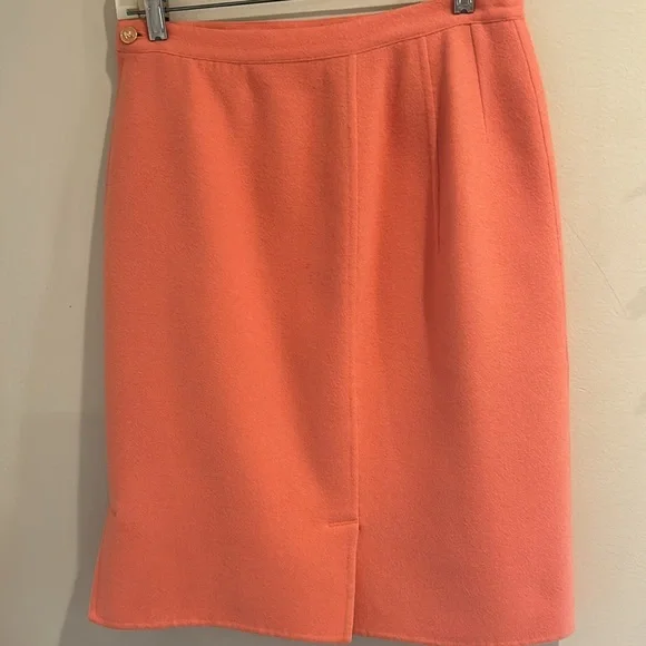 Salvatore Ferragamo Orange Pencil Skirt Knee-Length Pleated - Picture 3 of 5